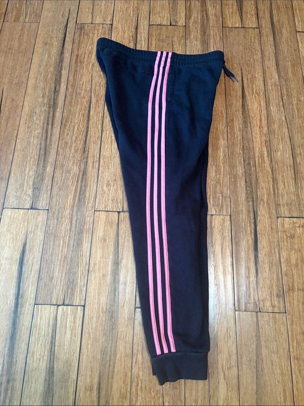 Adidas Sweatpants Joggers Size Youth Kids Girls 14/16 Black Pink Trim Athletic - Picture 6 of 8
